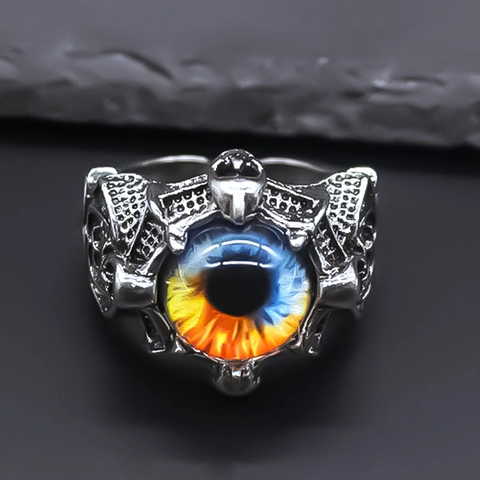 Vintage Alloy Evil Eye Open Ring For Men Women Gothic Punk Skull Claw Engraved Adjustable Biker Finger Ring Fashion Jewelry