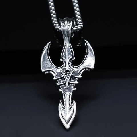 Collar con Colgante de Espada Tridente de Aleación Gótica Punk para Hombre Color Plata Retro Hip Hop Streetwear Joyería Accesorios para Hombre Unisex