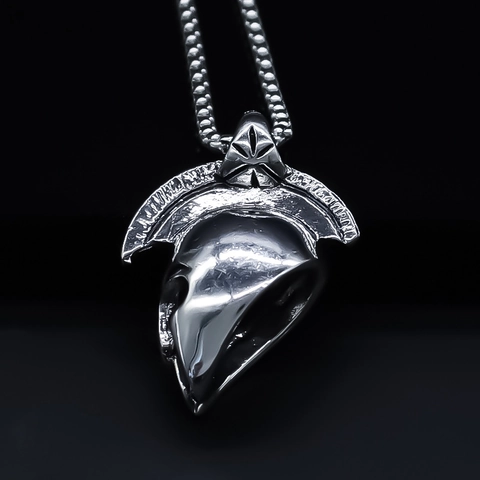 Retro Spartanischer Krieger Helm Anhänger Halskette Legierung Galvanisiert Punk Goth Stil Herren Damen Schmuck Silber