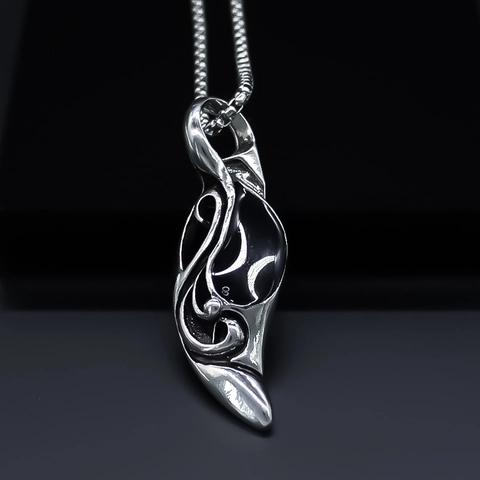 Punk Style Alloy Spike Pendant Necklace For Men Women Silver Color Engraved Totem Geometric Enamel Inlay Box Chain Jewelry