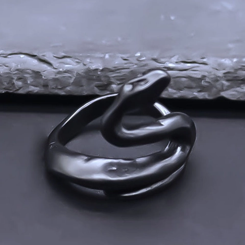 Anello Aperto in Lega a Forma di Serpente Creativo Stile Punk Gotico Finitura Opaca Gioielli Unisex Regalo Donna Uomo