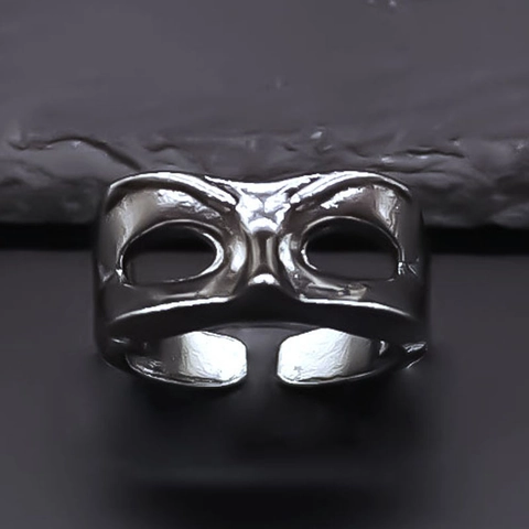 Vintage Retro Maske Offen Ring Verstellbar Silber Legierung Gotik Punk Personalisiert Mode Schmuck Für Herren Damen Geschenke