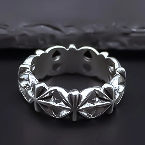 Vintage Punk Gothic Legierung Ring Für Herren Damen Ausgehöhlt Kreuz Stern Geschnitzt Retro Silber Band Hip Hop Mode Finger Accessoire