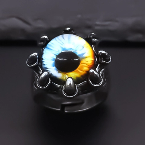 Retro Punk Evil Eye Ring For Men Women Gothic Dragon Claw Alloy Adjustable Open Ring Fashion Jewelry Statement Ring Gift
