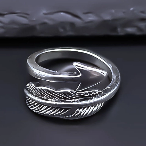 Anello Aperto in Lega Vintage con Piuma e Freccia per Donna Uomo Hip Hop Anello Regolabile in Argento Antico Gioielli di Moda Regalo