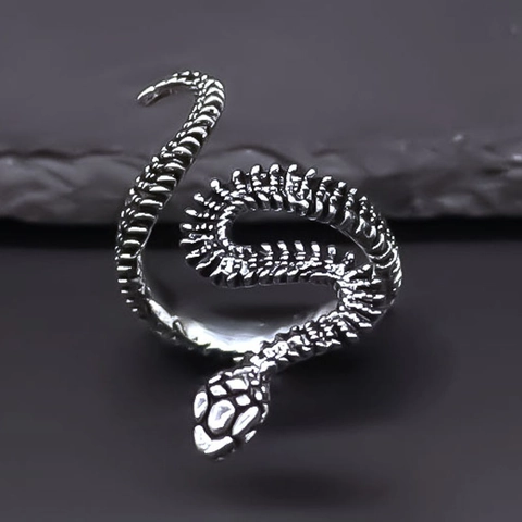 Vintage Gothic Legering Slang Ring Punk Wervelkolom Skelet Wikkel Open Verstelbare Ringen Voor Dames Heren Vinger Sieraden Cadeau