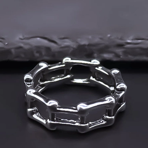 Hip Hop Punk Irregular Hollow Chain Link Alloy Ring For Women Men Retro Distressed Industrial Style Unisex Fashion Band Finger Ring Jewelry