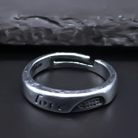 Vintage Legierung Love Graviert Offener Verstellbarer Ring Unisex Retro Punk Verwitterter Silber Buchstabe Fingerring Schmuck