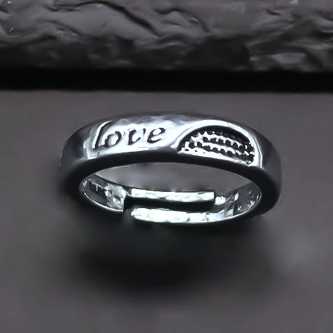 Vintage Legierung Love Graviert Offener Verstellbarer Ring Unisex Retro Punk Verwitterter Silber Buchstabe Fingerring Schmuck