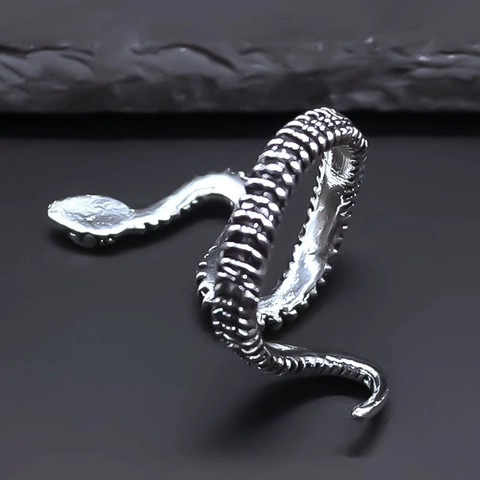 Vintage Gothic Legering Slang Ring Punk Wervelkolom Skelet Wikkel Open Verstelbare Ringen Voor Dames Heren Vinger Sieraden Cadeau