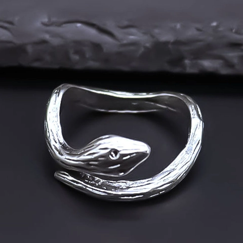 Vintage Antik-Finish Legierung Schlange Ring Hip Hop Punk 3D Geschnitzte Schlangenhaut Textur Tier Offener Ring Für Damen Herren