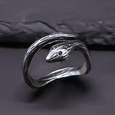 Vintage Antik-Finish Legierung Schlange Ring Hip Hop Punk 3D Geschnitzte Schlangenhaut Textur Tier Offener Ring Für Damen Herren