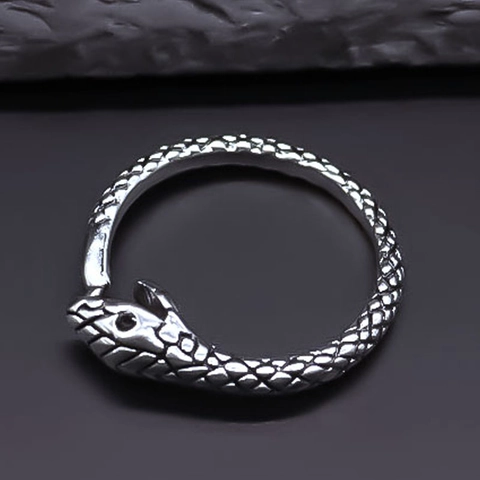 Vintage Punk Hip Hop Schlange Ring Für Herren Damen Antik Silber Farbe Verstellbar Offen Schlangenkopf Tier Schmuck Fingerring