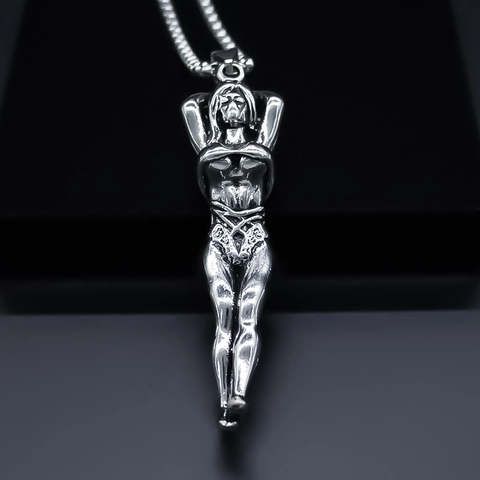 Retro Silver Alloy Female Figure Body Art Pendant Necklace For Men Women Punk Artistic Portrait Relief Jewelry Accessory