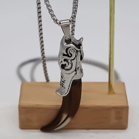 Collar con Colgante de Diente de Lobo de Aleación Vintage Retro Estilo Tribal Colgante de Resina para Hombre Mujer Joyería de Cuello