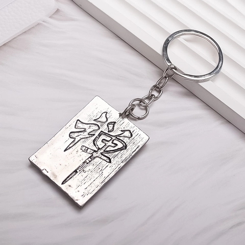 Retro Legering Zen Stijl Sleutelhanger Vierkante Plaat Hanger Met Boeddha Figuur In Reliëf Voor Heren Dames Vintage Tas Accessoires Sieraden