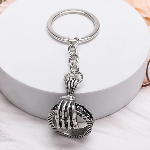 Vintage Gothic Schedel Hand Sleutelhanger Legering Punk Hip Hop Skelet Metalen Sleutelring Hanger Voor Mannen Vrouwen Streetwear