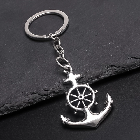 Nautisch Anker Scheepsrad Legering Sleutelhanger Minimalistisch Zilveren Sleutelhanger Hanger Voor Mannen Vrouwen Mode Sieraden