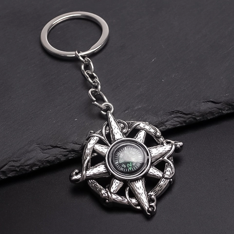 Vintage Legierung Funktionaler Kompass Schlüsselanhänger Sternrahmen Anhänger Tasche Dekoration Hip Hop Retro Stil Geschenk