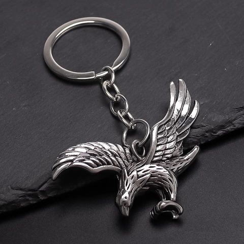Portachiavi Vintage in Lega d'Argento con Aquila Volante Pendente Personalizzato Antico Falco Animale per Auto Borsa Gioielli Unisex Regalo