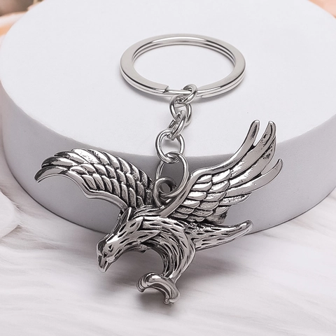 Portachiavi Vintage in Lega d'Argento con Aquila Volante Pendente Personalizzato Antico Falco Animale per Auto Borsa Gioielli Unisex Regalo