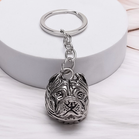 Retro Hip Hop Bulldog Head Alloy Keychain For Men Women Personality Animal Zodiac Dog Pendant Decorative Key Ring Bag Ornament