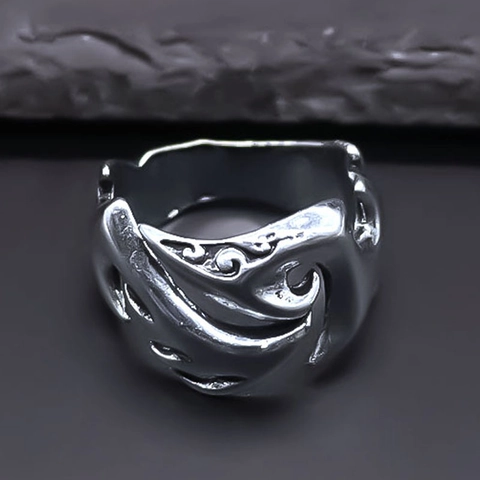 Gothische Vlam Holle Legering Verstelbare Open Ring Retro Hiphop Stammenstijl Mode Sieraden Voor Heren Dames Zilveren Vingerrink