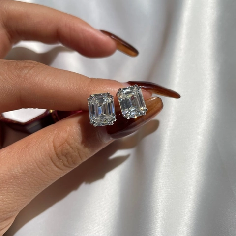 S925 Sterlingsilber Quadratische Asscher-Schliff Zirkonia Ohrstecker Geometrisch Einfach Elegant Zubehör Für Damen Schmuck Geschenk