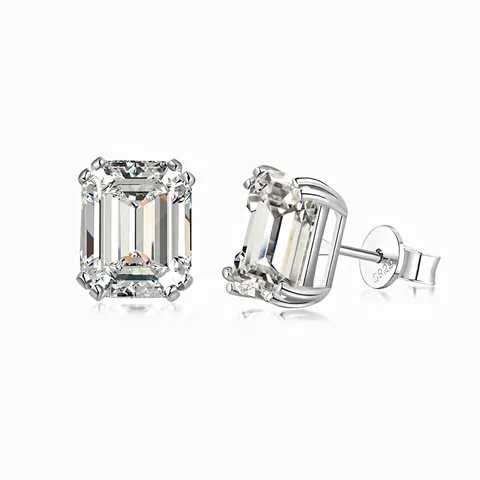 S925 Sterlingsilber Quadratische Asscher-Schliff Zirkonia Ohrstecker Geometrisch Einfach Elegant Zubehör Für Damen Schmuck Geschenk