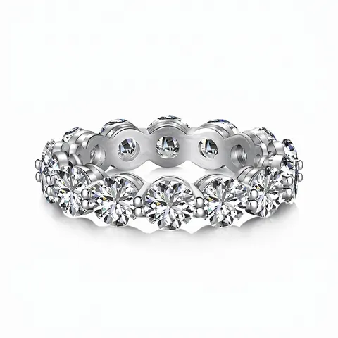 925 Sterling Zilver Eternity Ring Voor Vrouwen Luxe Volledige Cirkel Zirconia Ingelegd Bruiloft Feest Vingerring Mode Sieraden