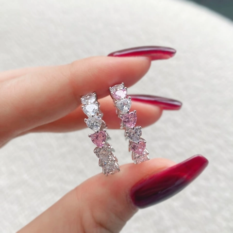 925 Sterling Silver Heart Cut Cubic Zirconia Eternity Ring For Women Light Luxury Wedding Band Row Setting Fashion Jewelry