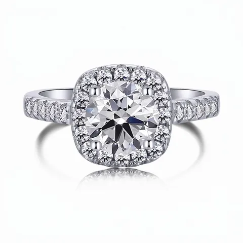 S925 Sterling Zilveren Halo Ring Voor Dames Ronde Zirkonia Ingelegd Bruiloft Verlovingsring Luxe Mode Sieraden Cadeau