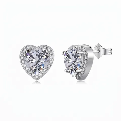 925 Sterlingsilber Herz Ohrstecker Mit Strass Halo Design Eleganter Schmuck Für Damen Hochzeit Party Ohrschmuck