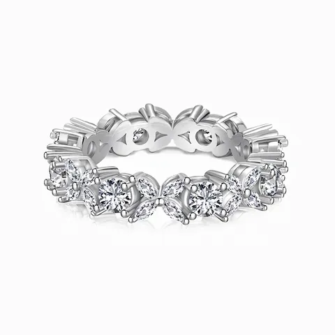 Bague en Argent Sterling 925 Incrustée de Zirconia Fleur Style Vintage Français Élégante Bague Bijoux de Mode pour Femmes Cadeau