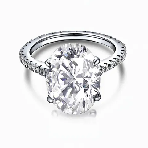Luxury 925 Sterling Silver Oval Zirconia Ring Elegant French Simulated Diamond Engagement Ring For Women Fashion Jewelry