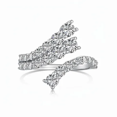 S925 Sterlingsilber Unregelmäßiger Offener Ring Für Damen Eleganter Zirkonia Eingelegter Verstellbarer Wickelring Geschenk