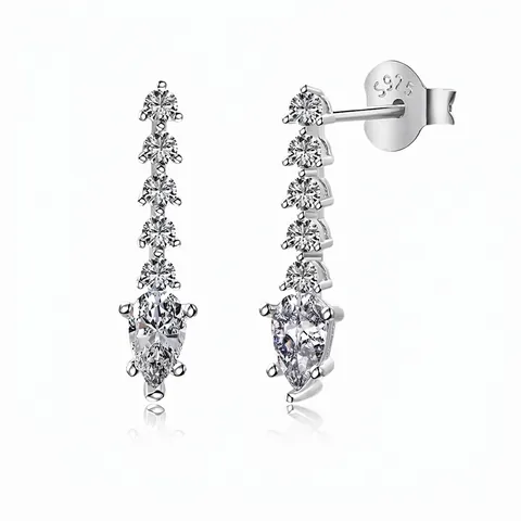 Boucles d'Oreilles Clous en Argent Sterling 925 avec Zirconia en Forme de Poire pour Femmes Élégantes Boucles d'Oreilles Goutte