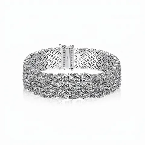Lussuoso Bracciale Tennis a Rete Larga in Argento Sterling 925 per Donna con Zirconia Pave Completo Gioielli di Alta Qualità Regalo