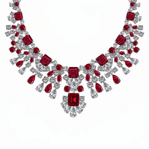 Luxuriöse S925 Sterlingsilber Smaragd Rubin Symmetrische Halskette Für Damen Schlüsselbeinkette Strass Schmuck