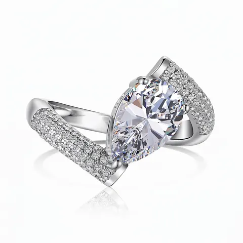 Elegante 925 Sterling Zilveren Ring met Peer Vorm Zirconia Gedraaide Band Waterdruppel Bruiloft Sieraden voor Vrouwen