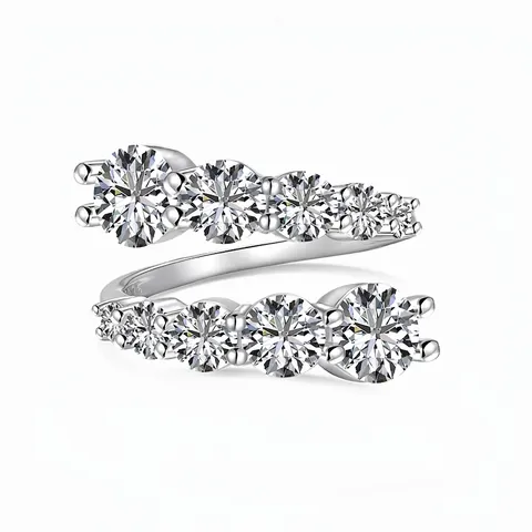Verstellbar S925 Sterlingsilber Symmetrisch Zirkonia Offener Ring Für Damen Elegant Geometrisch U-Form Schmuck