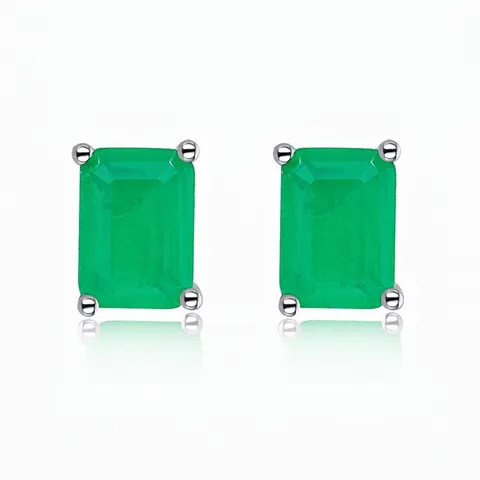 Luxury 925 Sterling Silver Emerald Cut Zirconia Stud Earrings For Women Retro Rectangle Green Blue Wedding Jewelry