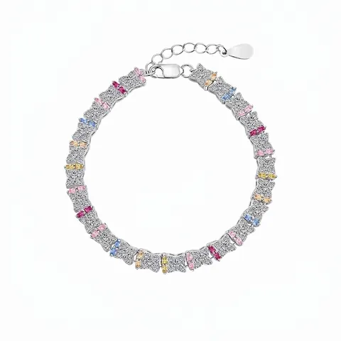 925 Sterling Silver Colorful Zirconia Butterfly Bracelet For Women Elegant Adjustable Chain Wedding Party Dopamine Jewelry