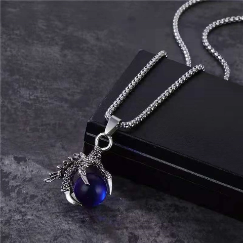 Punk Garra de Dragón Colgante Collar Retro Gótico Aleación Perla Artificial Bola de Dragón Collares para Hombres Mujeres Hip Hop Streetwear Joyería