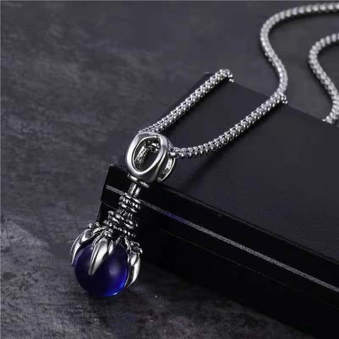 Collana con Ciondolo a Sfera Artiglio di Aquila Gotica Vintage per Uomo Donna Lega Retrò Catena Veneziana Gioielli alla Moda