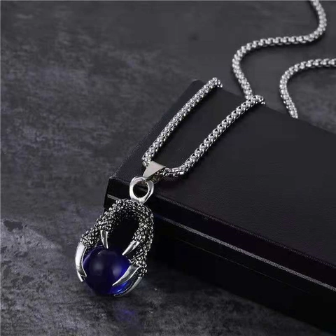 Collana con Pendente ad Artiglio di Drago in Lega Vintage Gotica Sfera Traslucida Gioielli Streetwear Hip Hop Gotico Punk Unisex