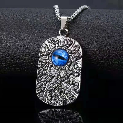 Collana con Pendente Malocchio Punk Vintage per Uomo in Lega Strass Motivo a Scacchi Rettangolare Gioielli Gothic