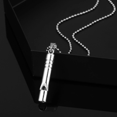 Minimalist Whistle Pendant Necklace For Men Women Unisex Hip Hop Alloy Chain Streetwear Fashion Jewelry Accessories Gift Silver Color