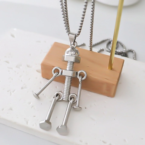 Creatieve Legering Mechanische Robot Hanger Halsketting Industriële Punk Stijl Schroef Moer Element Streetwear Unisex Sieraden