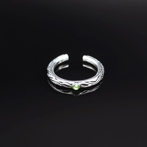 Anello Aperto in Lega Retrò Con Strass Verde Anello Regolabile Vintage per Uomo Donna Gioielli di Moda Minimalista